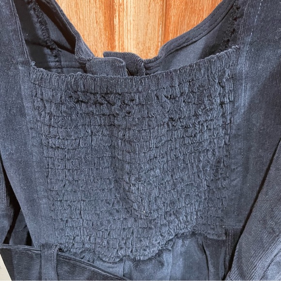 Anthropologie 18W Corduroy Slim Midi Navy & Gold Plus 2X Pinafore Dress As-Is - Picture 6 of 12